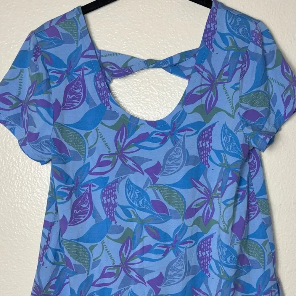 Fresh Produce Beachside Blooms Mika Twist Top Women's size XS purple.blue,green - Picture 6 of 15